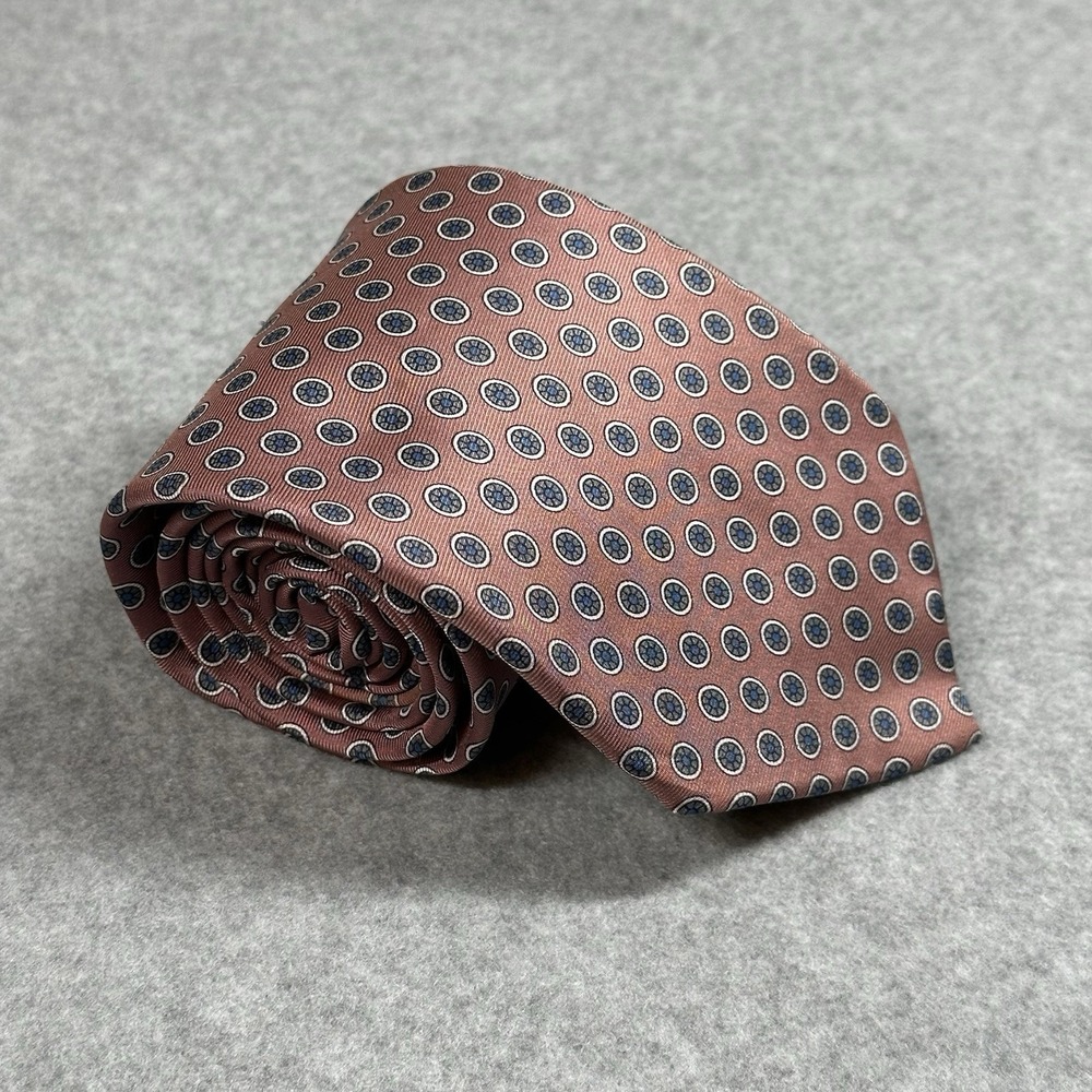 Gilbert & Lodge Italian Silk Tie Pink Blue Medallion Vintage Classic 56x3.3in